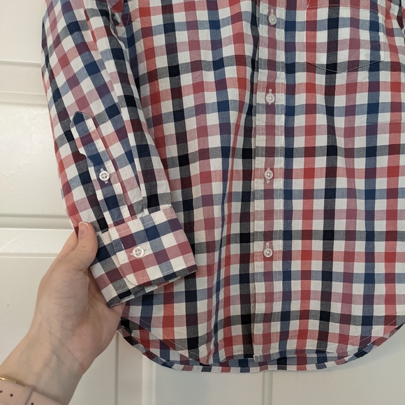 CREWCUTS Boys Button Down Checkered Plaid Blue Red Purple Navy Dress Shirt Top - Picture 3 of 5